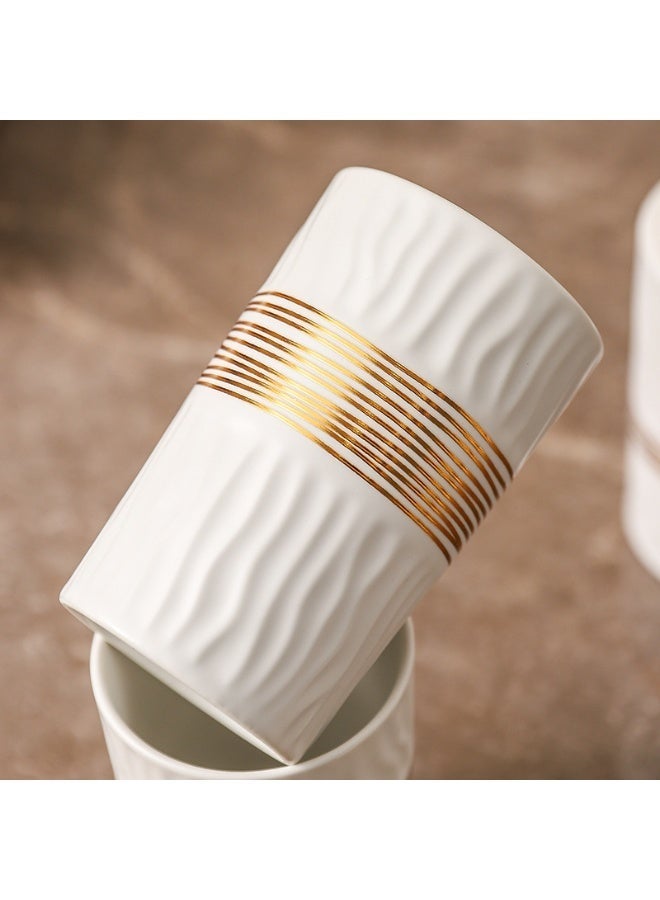 مجموعة ديكور الحمام 4pcs, مجموعة اكسسوارات سطح المقعد,السيراميك تبدو مجموعة اكسسوارات الحمام السيراميك, مجموعة حاوية الحمام مع صحن الصابون, موزع الصابون, حامل فرشاة الأسنان - Image 5